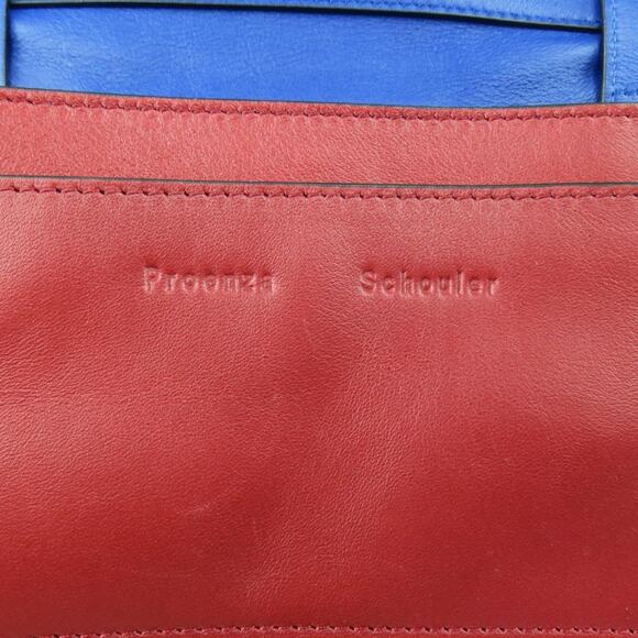 PROENZA SCHOULER Red & Blue Color Block Leather Shoulder Bag - Picture 10 of 11